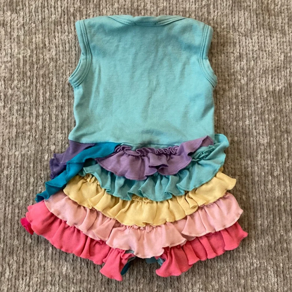 Lemon Loves Layette Rainbow‎ Ruffle Romper 3-6M Pima Cotton Baby Girl